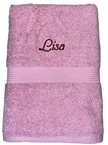 Krings Fashion Duschtuch 70 x 140 cm - Namen nach Wunsch auswählbar - Hochwertig Besticktes Handtuch - 100% Baumwolle - Einzigartiges Design - Altrosa-Stickfarbe wählbar