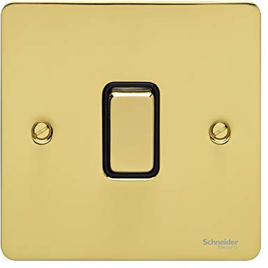 Schneider Electric GU1212RBPB Ultimate Plaque plate 2 voies rétractable, 1 interrupteur, laiton