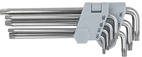 KS Tools 964.0615 EDELSTAHL TX-Winkelstiftschlüssel mit Bohrung, lang, 7-tlg.