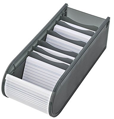 Wedo 2508012 Lernkartei A8, Rolloverschluss, 6 Stützplatten inklusiv 100 Karten 21.7 x 9.2 x 7.3 cm, grau