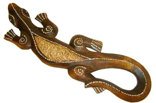 Naturesco Wanddeko Holz Figur Wandgecko Gecko handbemalt L: 50cm