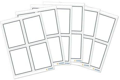 HERMA 5713 Buchetiketten zum Beschriften neutral grauer Rand, 24 Stück, 40 x 55 mm, selbstklebend, Buchaufkleber für Schule Kinder Mädchen Jungen, blanko Heftetiketten Aufkleber, weiß
