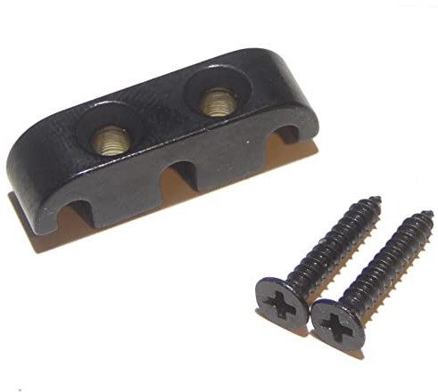 Bass guitar string tree retainer in black including screws