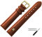 MARBURGER Uhrenarmband 18mm Leder Braun Gold Glatt Mit Naht - Montage Set 1001832000220
