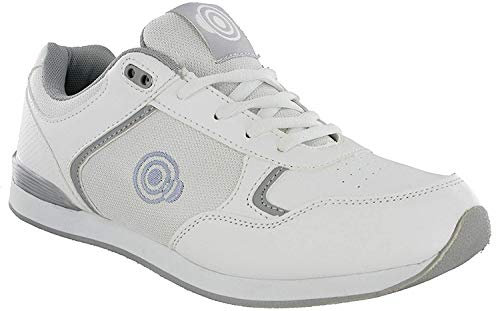 Dek JACK Lace Up Original Padded Bowling Trainer Shoes - White/Grey PU/Textile, Mens UK 6 / EU 40