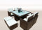 Ragnarök-Möbeldesign PolyRattan - DEUTSCHE Marke - EIGNENE Produktion - 8 Jahre GARANTIE auf UV-Beständigkeit Gartenmöbel Essgruppe Tisch + 4 Stühle & 4 Hocker 12 Polster Braun