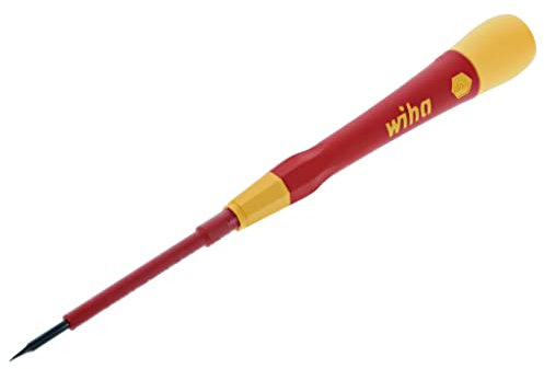 Wiha Insulated Screwdriver, 3/32 Slotted Cabinet Tip, 2-3/8 Shank, 6-5/16 Overall, Ergonomic Handle with Rotating Cap
