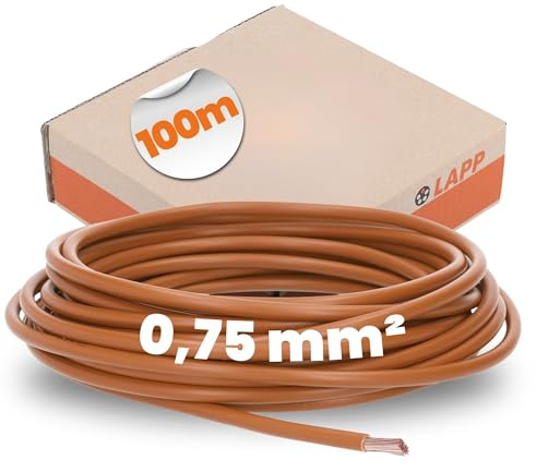 Lapp 100m H05V-K 0,75 mm² Braun - Verdrahtungsleitung Aderleitung Flexibel | PVC Einzelader Litze für Schaltschrank und Leuchten, Kupfer-Schaltlitze nach VDE 0295, Feindrahtig für Trockenräume