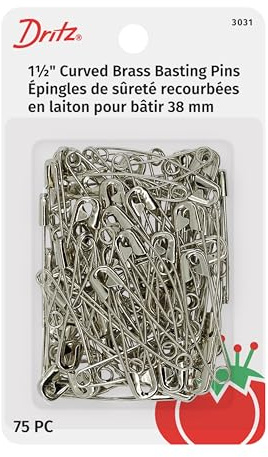Dritz 3031 Quilting Brass Curved Basting Pins, Size Two, Multicolor, 2