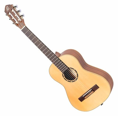 Ortega Guitars Konzert Gitarre Linkshänder – 1/2 – Family Series – Inklusive Gig Bag – Fichte, Mahagoni, Natur (R121L-1/2)