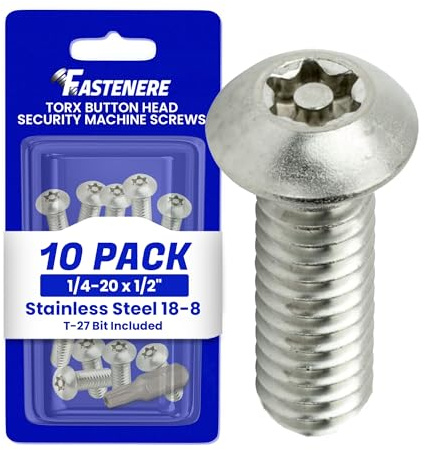 1/4 – 20 x 1/2 botón cabeza Torx Seguridad Tornillo De Máquina perno tornillos acero inoxidable Tamper Resistant, Qty 10. Tamaño de la rosca 1/4 – 20 x 1/2 cm de largo