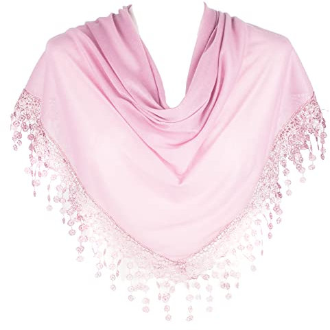 Hat To Socks Foulard Triangolare con Frange in Pizzo a Fuselli da Donna (lilla)