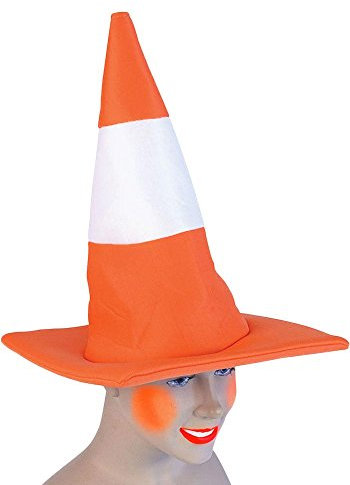 Adults Orange Road Traffic Cone Hat Funny Stag Night Fancy Dress Costume by Henbrandt