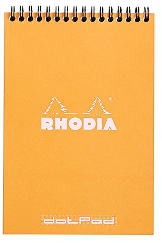 Rhodia 16503C Notizblock Note Pad (mit Doppelspirale, DIN A5, Dot Grid, 80 g, 14.8 x 21 cm, 80 Blatt) 1 Stück orange