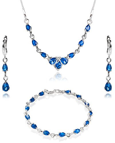 LILLY MARIE Damen Schmuckset Aus Silber 925 Mit Blauem Zirkonia Verstellbar