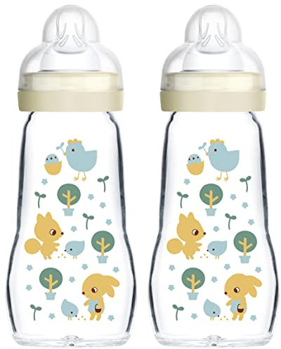MAM, Feel Good Glass, biberon in vetro, della capacità di 260 ml, 2 pezzi, 67036700