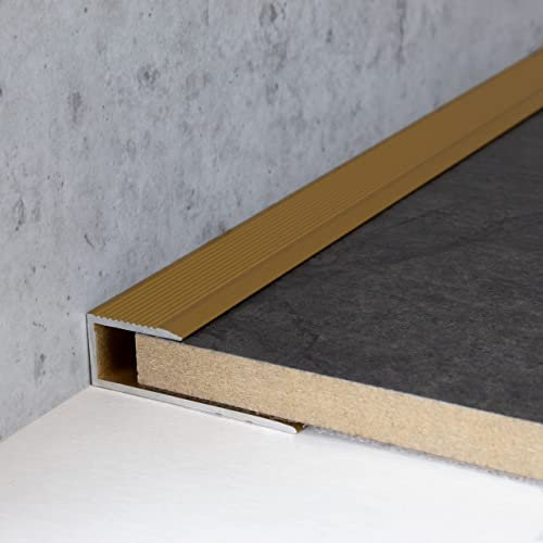 20 Meter (20 x 1 m) Einschubprofil für Laminat, 8,5 mm Einfasshöhe, Alu eloxiert, gebohrt, Farbe: Gold
