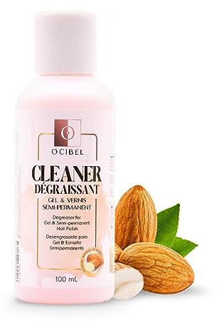 OCIBEL - Cleaner Dégraissant Ongles Parfum Amande 100ml. Préparer vos ongles, Nettoyer, Dégraisser, Purifier, Éliminer poussières et couche collante du gel et vernis semi permanent