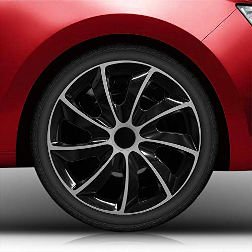 Bundle 14 Zoll Radkappen Nr.002 Bicolor (Schwarz-Silber) passend für Fast alle Fahrzeugtypen – universell