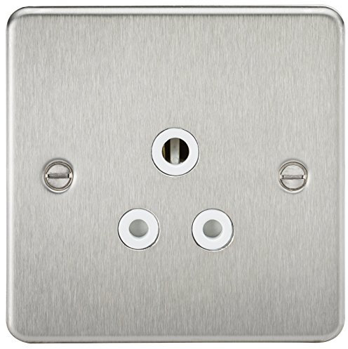 Knightsbridge FP5ABCW FP5AB FPAV5ABCW Flat Plate 5A Unswitched Socket-Brushed Chrome, 230 V, White Insert