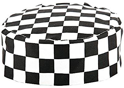 Whites Chefs Skull Cap Black & White Check, Size Big - Professional Kitchen Hat, Stay Cool Material, Ideal for Busy Resraurants A161 | Breathable fabric keeps kitchen staff cool and focused under pressure, with a lightweight 70g build for comfort.