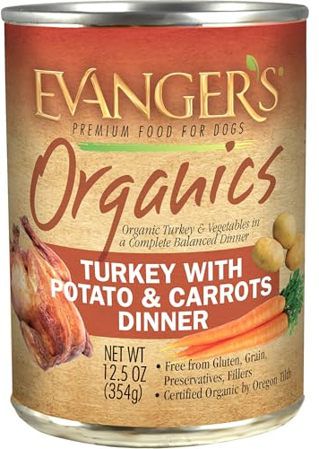 Evanger'S 100-Percent Organic For Dogs Turkey With Potato And Carrots Dinner, 12 Pack
