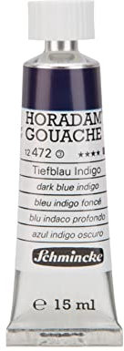 Schmincke - Horadam Gouache, Tiefblau Indigo, 15 ml-Tube, 12 472 006, feinste Gouache, natürliche Deckkraft, höchst pigmentiert, farbintensiv und matt