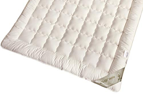 franknatur Matratzenauflage 90x190 Unterbett Bio Schurwolle Topper Nadia | Auflage mit Füllung aus Bio Merino-Wolle, Bezug 100% Bio Baumwolle, ganzjährig nutzbar, 4 Eckgummis, waschbar, OEKO-TEX