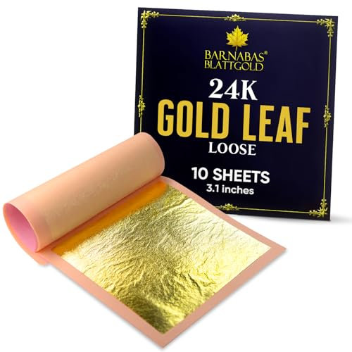 Feuille d'Or Alimentaire 23.75 Carats, 80 X 80mm, Carnet de 10 Feuilles