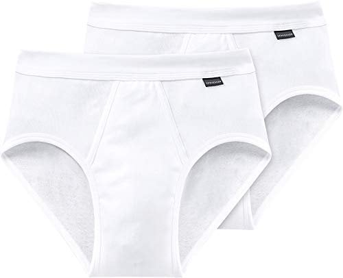 Schiesser Men's 2 Pack Sports Briefs with Fly - Essential Fine Rib