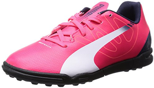 PUMA Evospeed 5.3 TT Jr, Scarpe da Calcio Unisex-Adulto, Rosa/Bianco/Blu, 38.5 EU