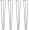 Lot 4 Pieds En Épingle À Cheveux En Acier 10mm Haute Qualité - Style Milieu 20ème Siècle - Protège-Pieds, Guide Installation, Vis Inclus - Disponible Dans 10-86cm Et Une Gamme Complète De Finitions