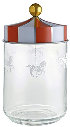 Alessi Circus MW30/100 - Design Hermetisches Glas, aus Seiden-Screened-Glas mit Beilbanddeckel, 100 cl, 10.50 x 10.50 x cm, Bunt