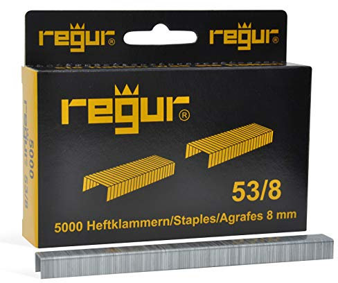 REGUR Typ 53 Heftklammern in der Länge 53/08 mm - 5.000 Stück zum Befestigen und Bespannen von Stoffen, Leinwänden, Leder, Teppich, u.v.m.