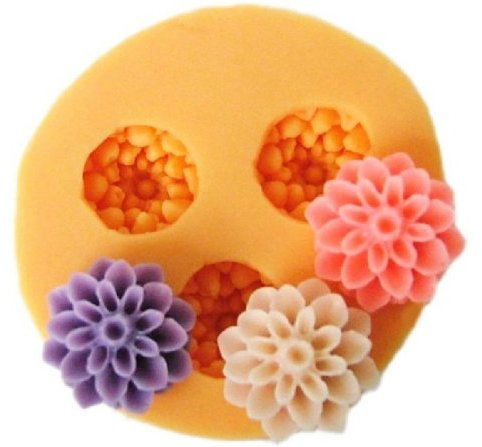 Allforhome 3er-Silikon-Form zum Backen und Basteln, Mini-Blume, für Zuckerguss- / Kuchen-Deko, Gießharz, Fondant, 1,5cm