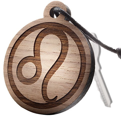 schenkYOU Porte-clés en bois – Gravure Lion, Noyer, 4cm x 5cm