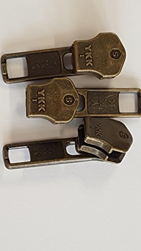 3 Stück YKK Metall Schieber Typ5 automat. altmessing