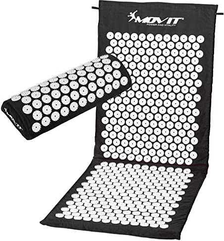MOVIT® Akupressurmatte, Modell »ZHIYA« (130x50x2,5cm) inkl. Kissen, schadstoffgeprüft, Bezug 100% Baumwolle, schwarz, Massagematte