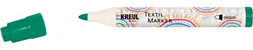 KREUL 90766 - Textil Marker medium, Vert, épaisseur de trait env. 2 à 4 mm, crayon de couleur pour tissus clairs et textiles, résistant au lavage après fixation