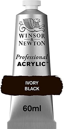 Winsor & Newton Professional Acrylic Pintura Acrílica en Tubo, Negro (Ivory Black), 60 ml
