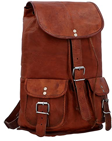 Gusti Rucksack Leder - Gary 13 Damen und Herren Cityucksack Unirucksack Wanderrucksack Alltagsrucksack Vintage Braun Leder