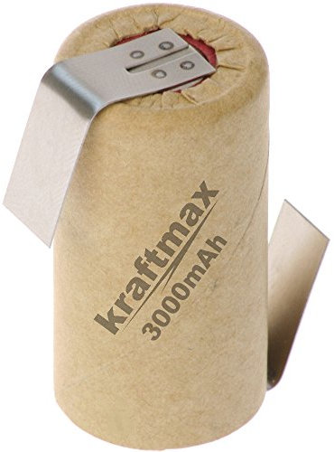 1x Kraftmax SUB-C Akku Zelle - 3000mAh / 1,2V / NIMH - Hochleistungs- Markenzelle mit Lötfahne Z-Form in Industriequalität