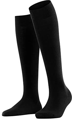 FALKE Damen Kniestrümpfe Softmerino W Kh Wolle Baumwolle lang einfarbig 1 Paar, Schwarz Black 3009, 37-38