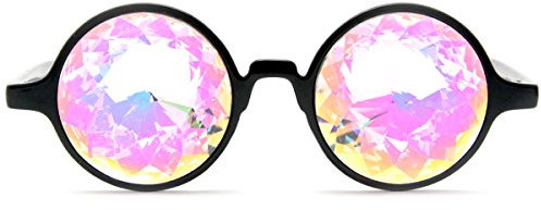 GloFX Kaleidoskop Brille - Regenbogen Rave Prisma - schwarz