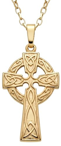 Alexander Castle Solide 9ct 375 Gold Keltische Kreuz Halskette für Frauen - Kreuz Kette Damen 18 9ct 375 Gold Kette & Schmuck Geschenk-Box