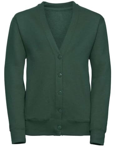 Miss Chief Girls Smart School Cardigan Sweatshirt Uniform Age 3 4 5 6 7 8 9 10 11 12 13 ((30) 9-10yrs, Bottle Green(Dark))
