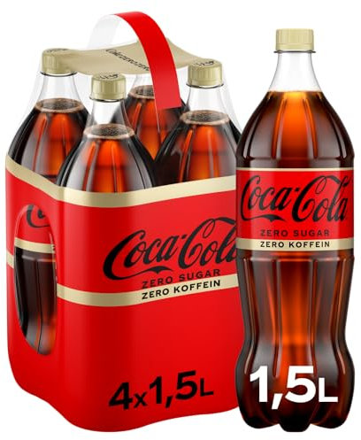 Coca-Cola Zero Sugar Zero Koffein - prickelndes Erfrischungsgetränk mit originalem Coke-Geschmack - ohne Zucker und ohne Kalorien - koffeinfreier Softdrink in Einweg Flaschen (4 x 1500 ml)