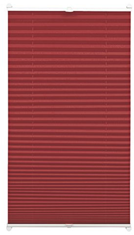 Gardinia Plissee zum Klemmen, Blickdichtes Faltrollo, Alle Montage-Teile inklusive, EASYFIX Plissee verspannt mit Zwei Bedienschienen, Bordeauxrot, 40 x 130 cm (BxH)