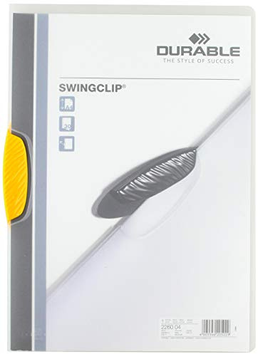 DURABLE Hunke & Jochheim Klemm-Mappe SWINGCLIP®, PP, 30 Blatt, gelbe Klemme, Mappe transparent