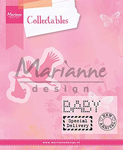 Marianne Design Collectables Storch-Stempel und Stanzschablone für die Kartengestaltung und Scrapbooking, Metal, pink, 5.6 x 5.4 x 0.4 cm
